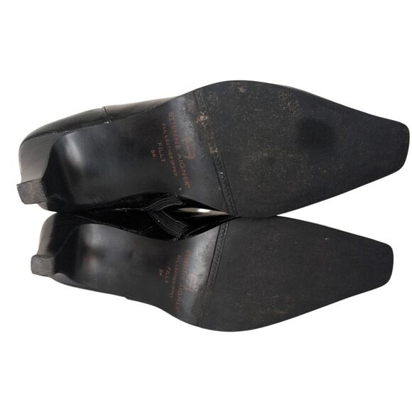 VTG Patent Leather Kitten Heel Ankle Boots Women 9 Minimalist Classic Capsule - Picture 6 of 9